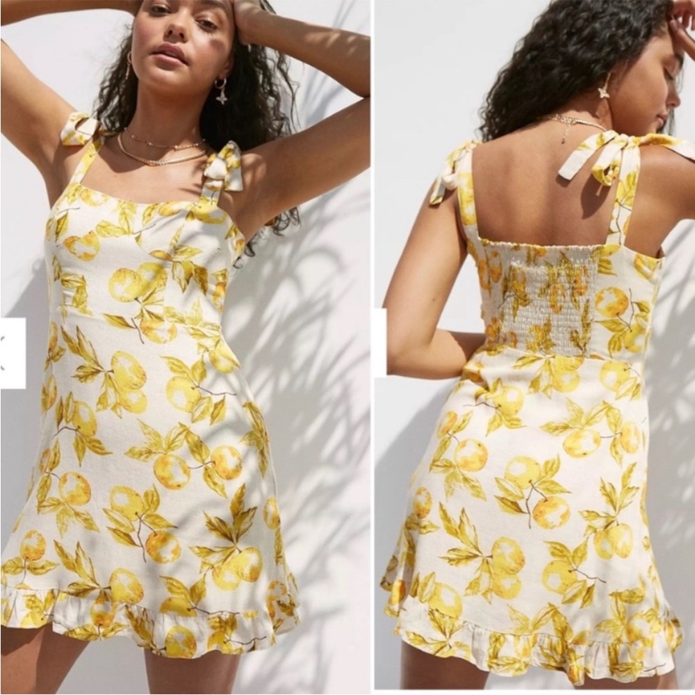 Urban Outfitters Lemon Print Linen Dress